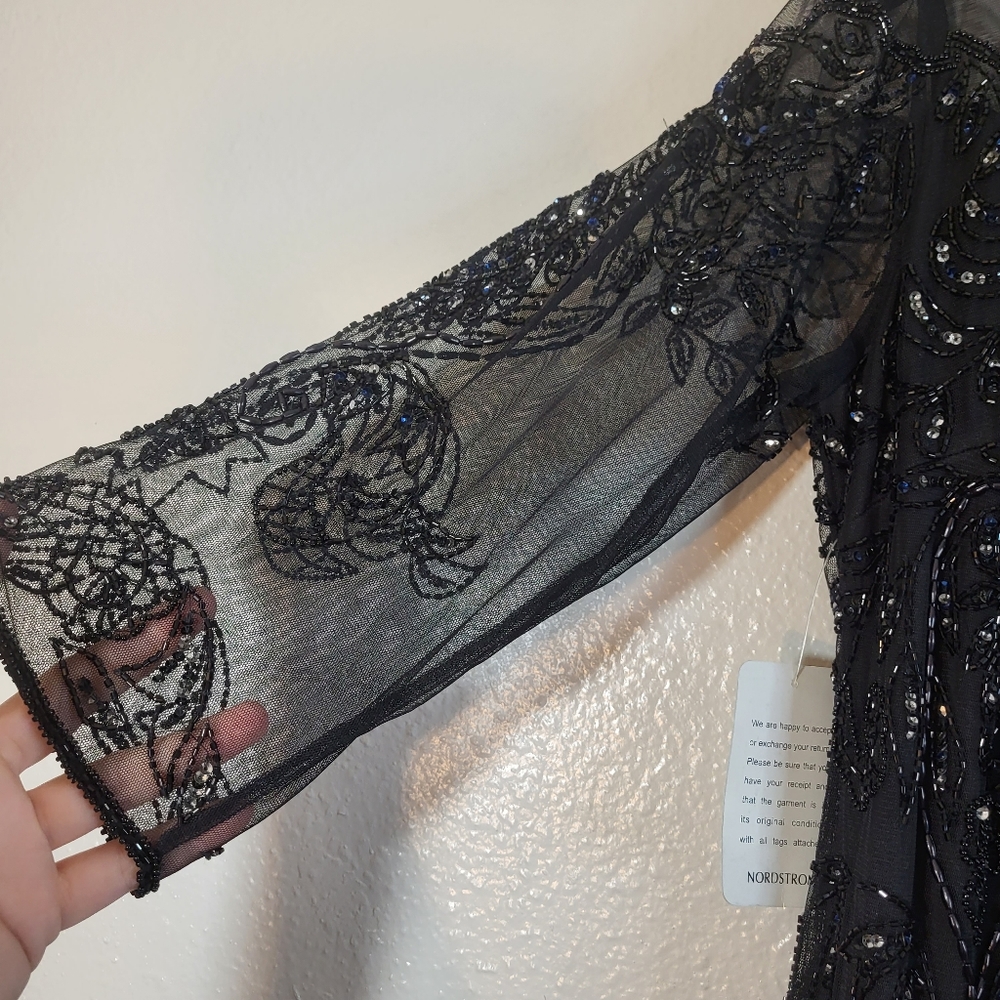 ❤️ Pisarro Nights Beaded Illusion Mesh Sheath Dress - Picture 5 of 10